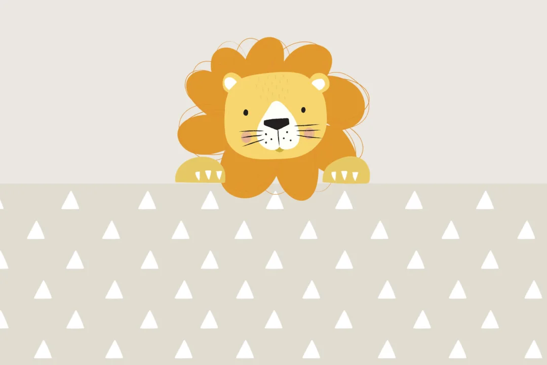 Peek-a-Boo Larry Lion Wallpaper Mural
