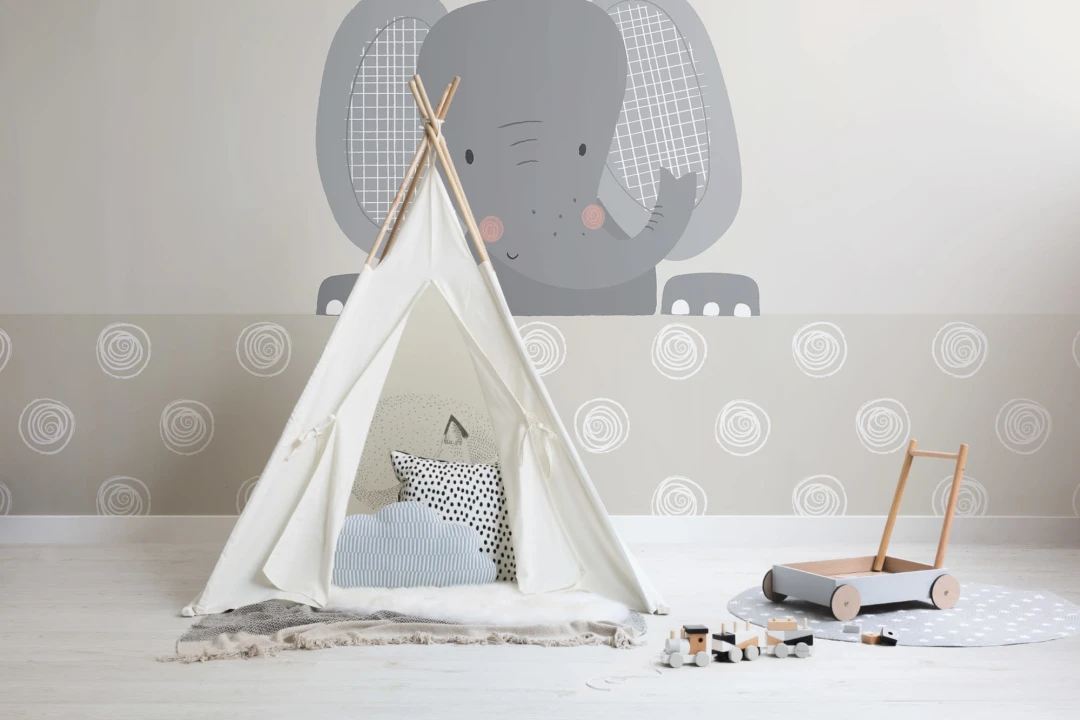 Peek-a-Boo Ellie Elephant Wallpaper Mural