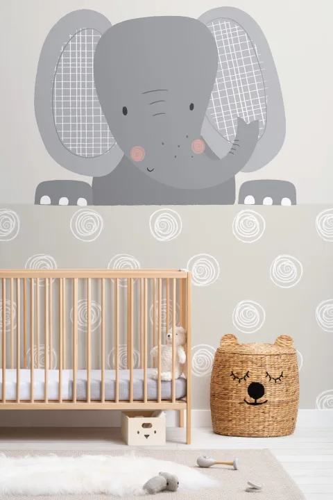 Peek-a-Boo Ellie Elephant Wallpaper Mural