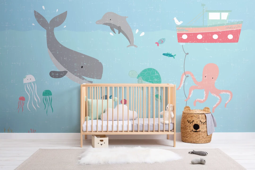 Mural Papel Pintado Animales Bajo el Mar para Niños