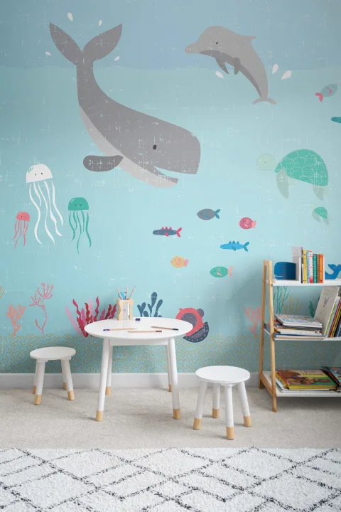 Kids Cute Sea Creatures Wallpaper Mural