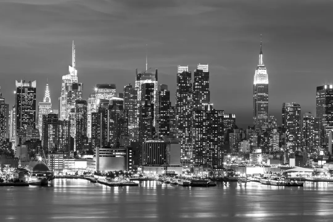 Grayscale New York Landscape Wallpaper Mural