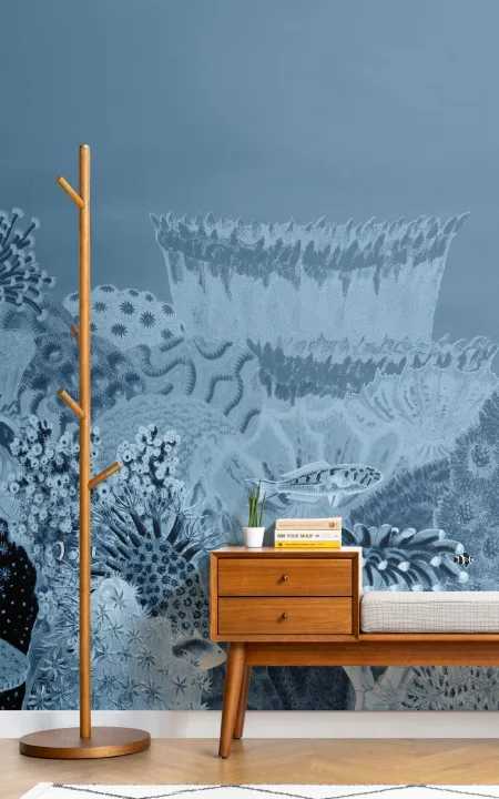 Murale sulla barriera corallina con illustrazioni vintage della marina
