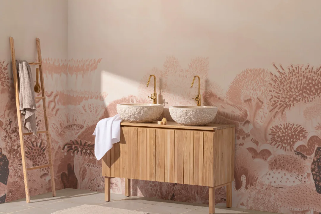 Peach Vintage Illustrations Coral Reef Mural