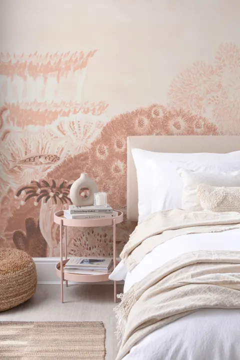 Peach Vintage Illustrations Coral Reef Mural