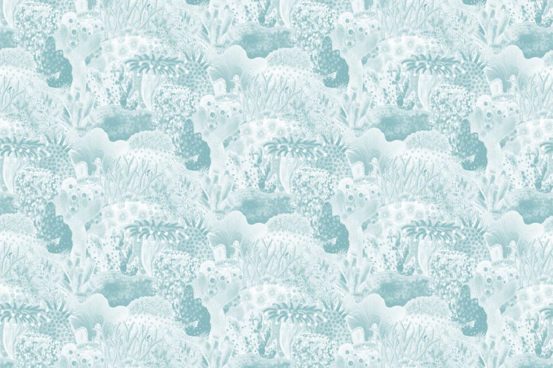 Blue Vintage Illustrations Marine Life Wallpaper