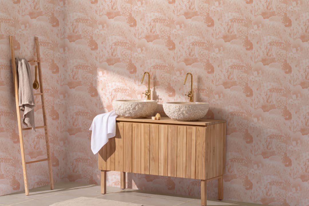 Peach Vintage Illustrations Marine Life Wallpaper