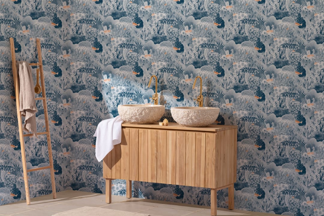 Papel pintado de Navy Vintage Illustrations Marine Life