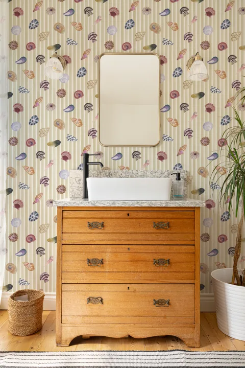 Yellow Nautical Shell Pattern Mural Decor Delight