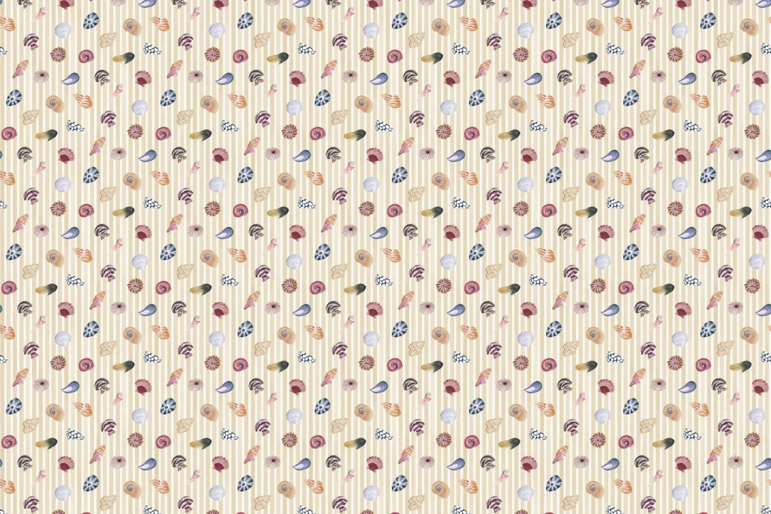 Yellow Nautical Shell Pattern Mural Decor Delight