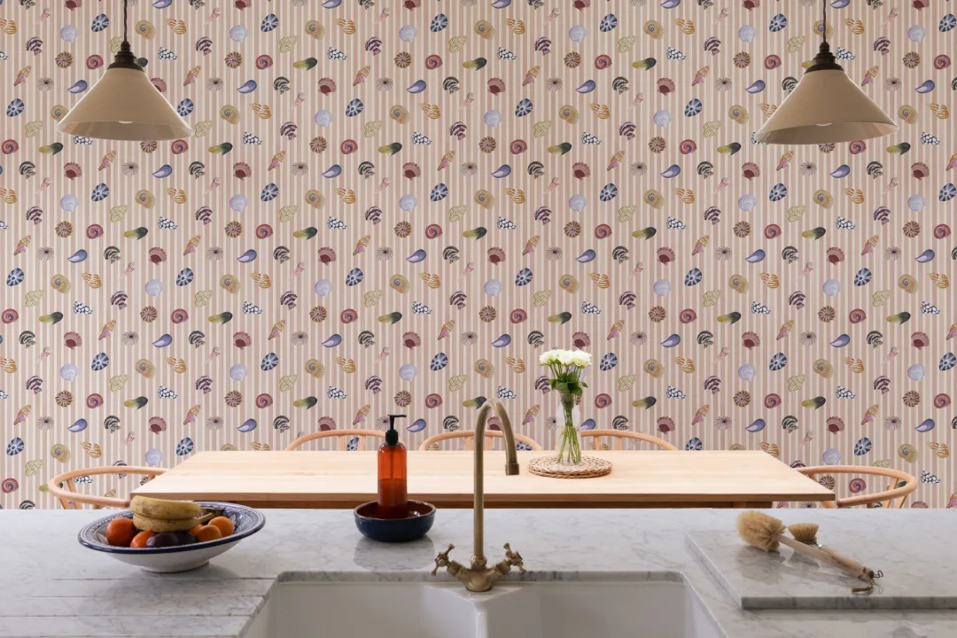 Pink Coastal Shell Pattern Wall Mural