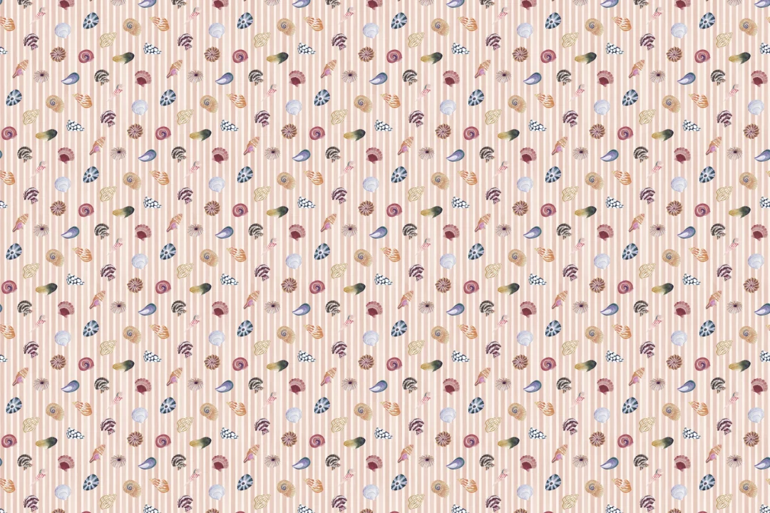 Pink Coastal Shell Pattern Wall Mural