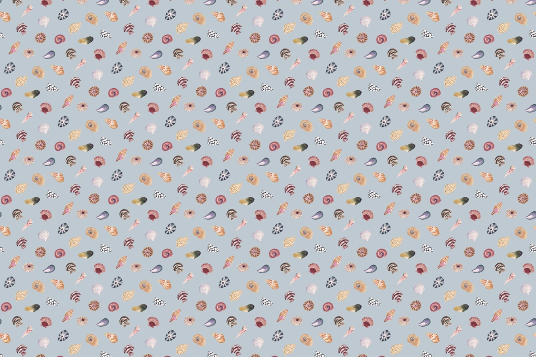 Blue Seashell Pattern Coastal Mural For Tranquil Spaces