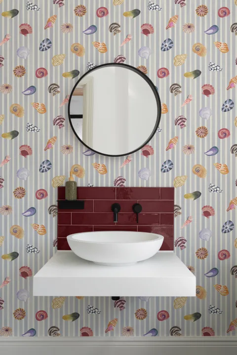 Multicolor Nautical Seashell Pattern Mural