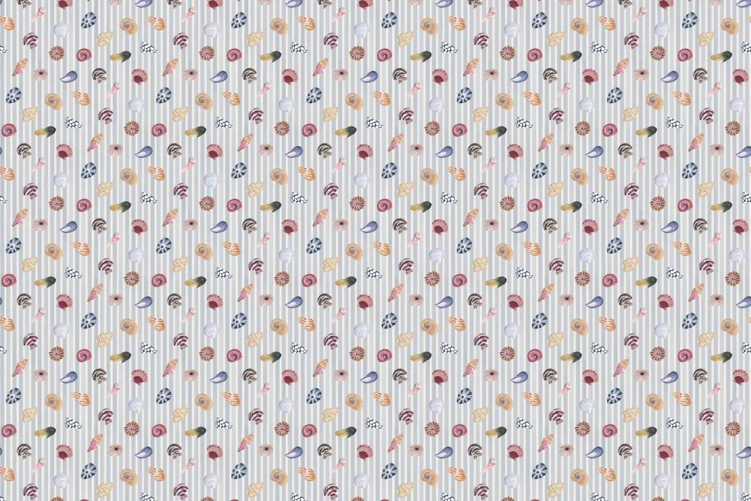Multicolor Nautical Seashell Pattern Mural