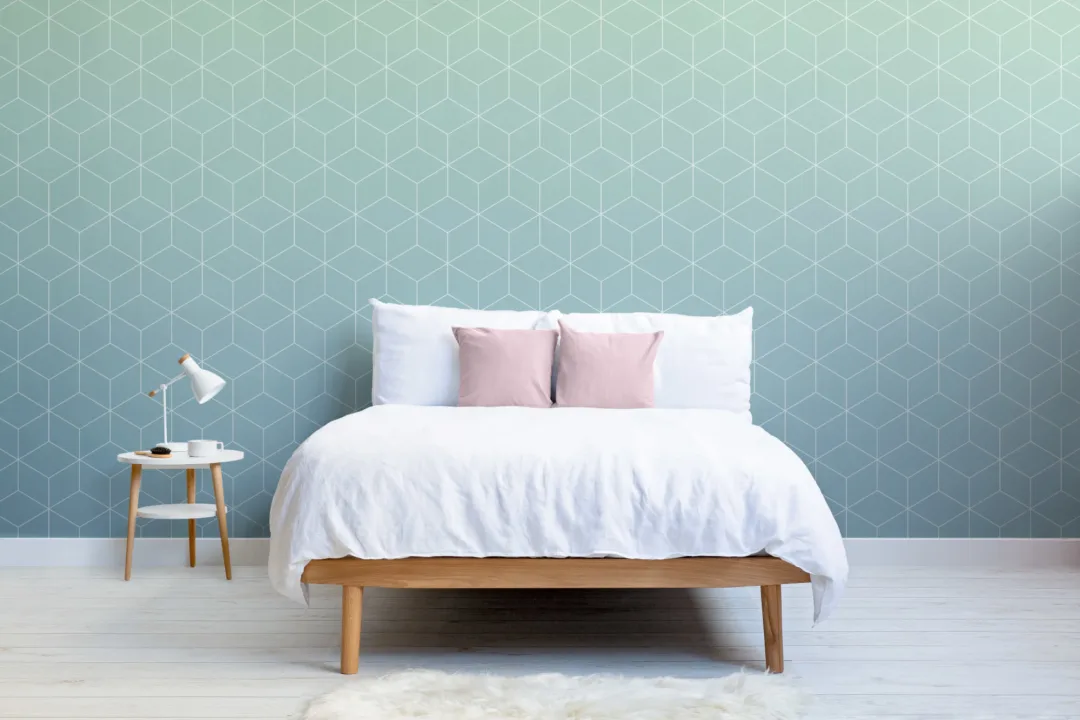 Aquamarine Patterned Ombre Wallpaper Mural