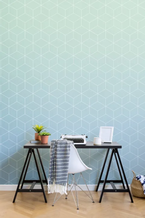 Mural Papel Pintado Sombreado con Estampado de Aguamarina
