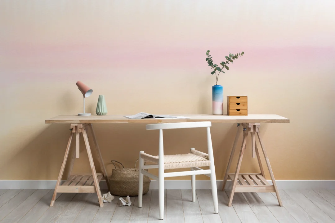 Mural Papel Pintado Naranja y Rosa Efecto Degradado con Tonos del Atardecer