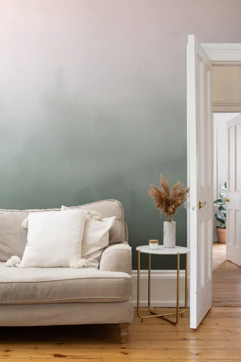 Green and Pink Watercolor Ombre Wallpaper Mural