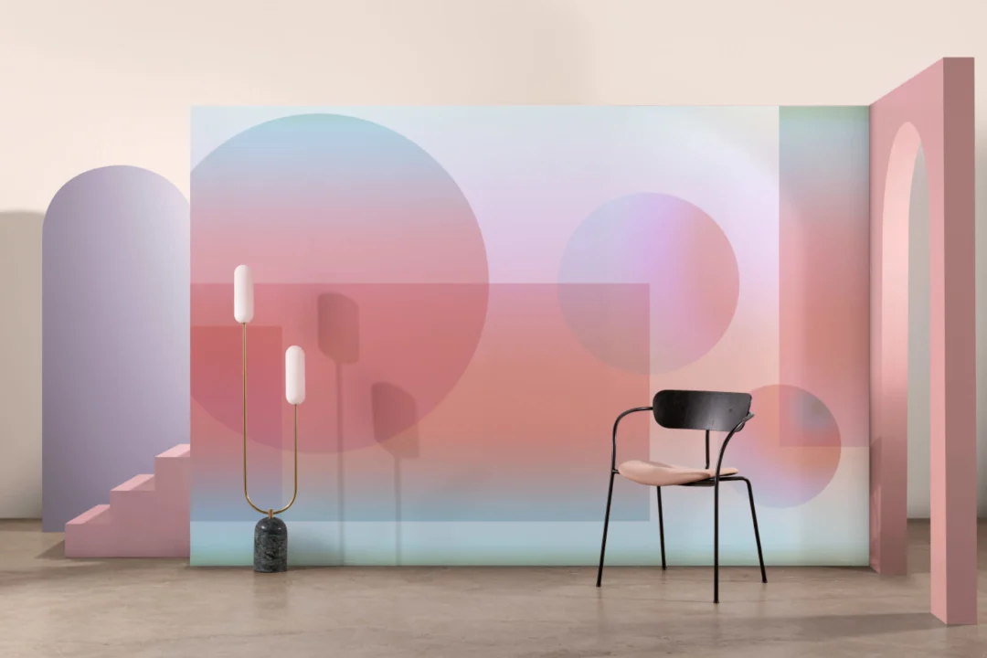 Multicolor Futuristic Geo Ombre Shapes Wall Mural