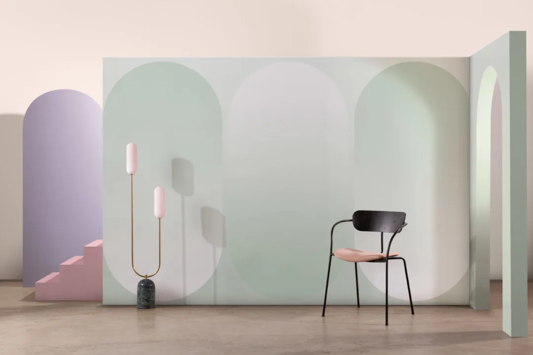 Green Ombre Futuristic Pill Shapes Wall Mural