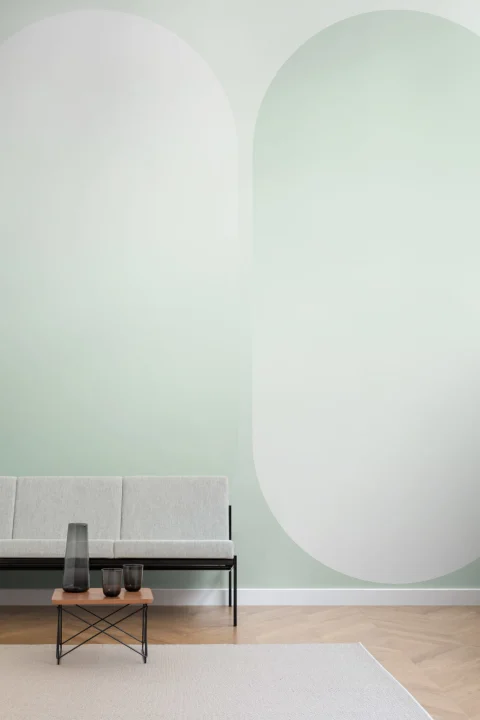 Green Ombre Futuristic Pill Shapes Wall Mural