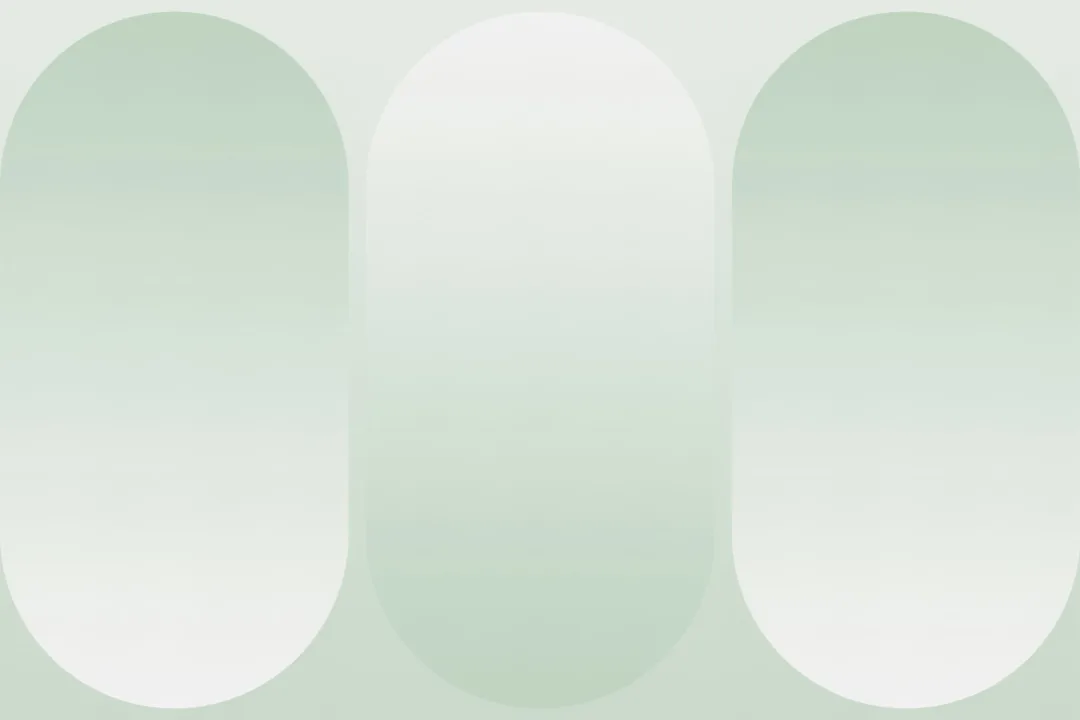 Green Ombre Futuristic Pill Shapes Wall Mural