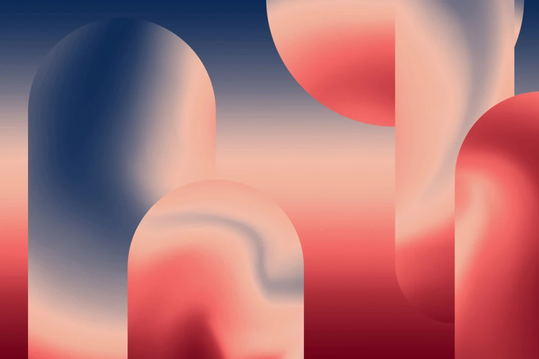 Red & Navy Ombre Abstract Shapes Wall Mural