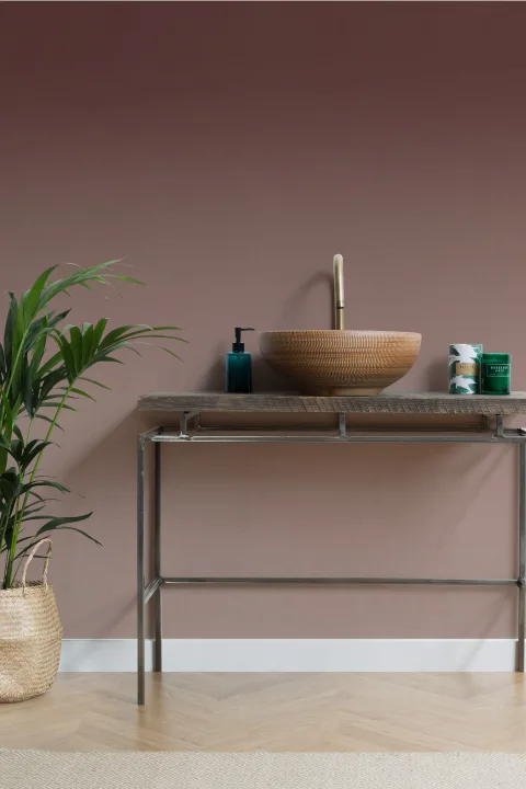 Zacht beige ombre kleurverloop muurschildering met een warme sfeer
