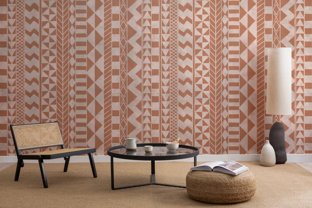 Brown African Inspired Tribal Print Wallpaper Mural