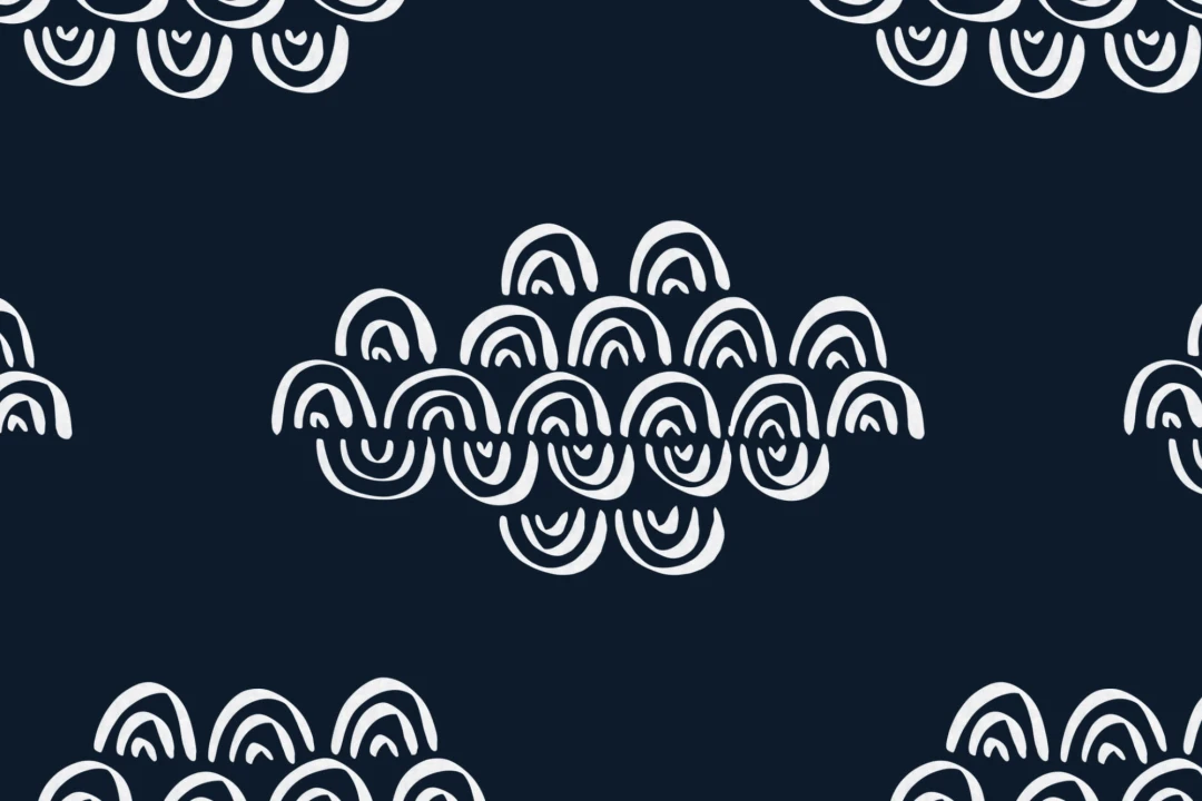 Navy Blue Japanese Clouds Repeat Pattern Wallpaper