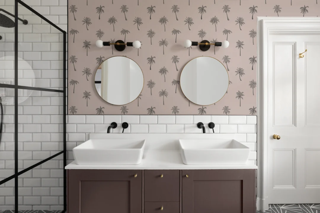 Minimalistisk rosa palmträd upprepa mönster tapet