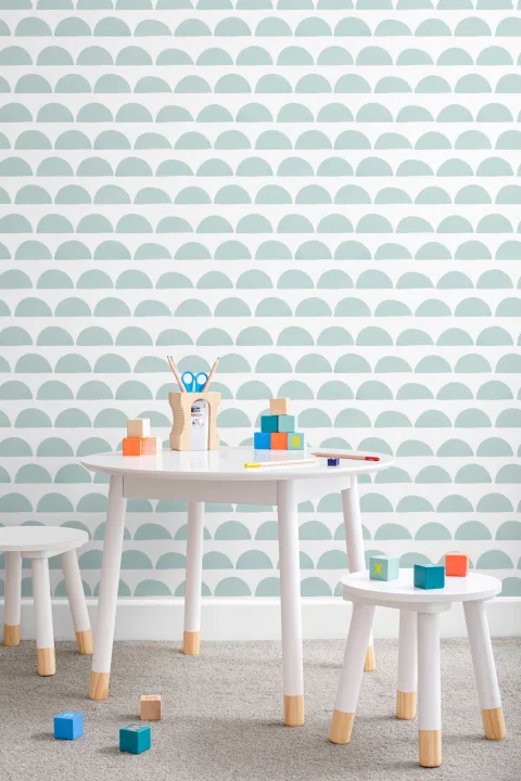 Blue Half Moon Repeat Pattern Wallpaper