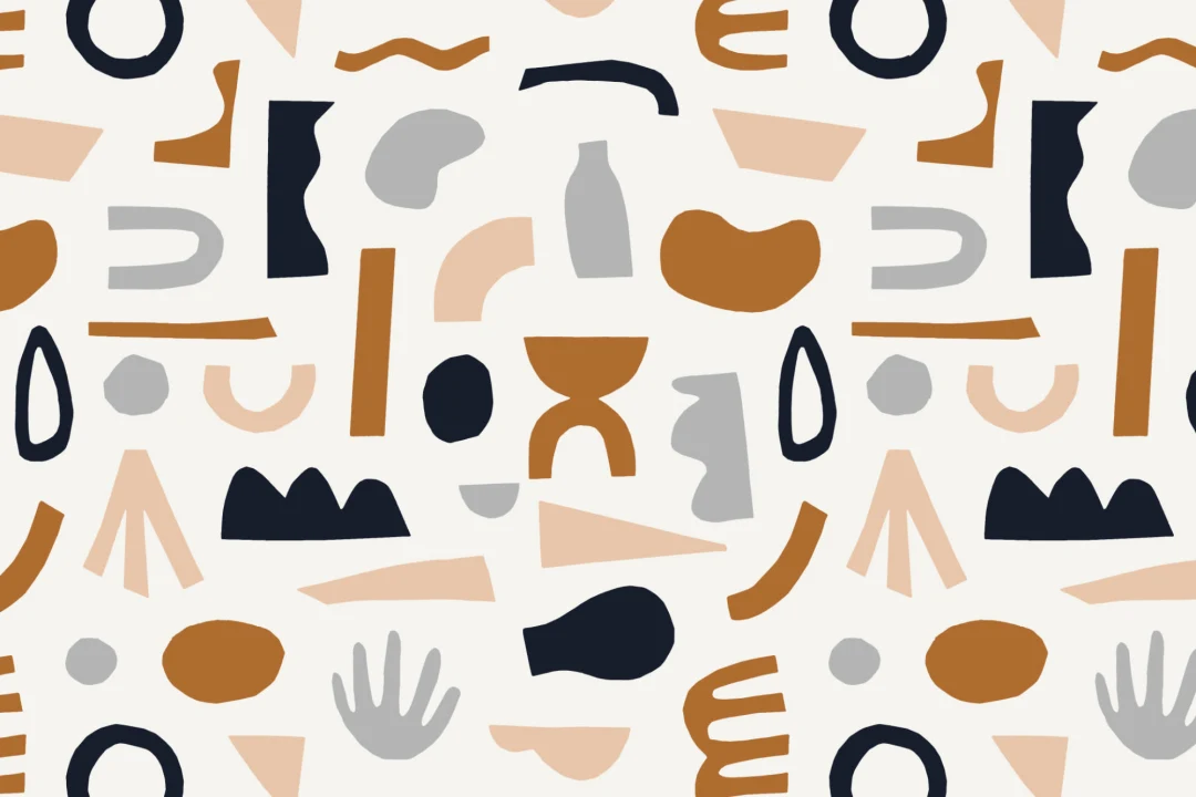 Navy & Neutral Abstract Shapes Repeat Pattern Wallpaper