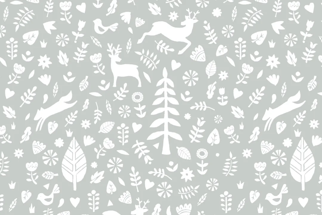 Papel Pintado Festivo con Motivos Folclóricos Escandinavos Salvia