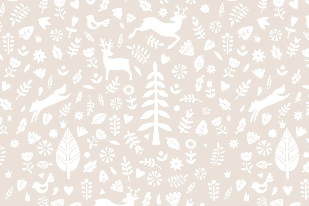Papel Pintado Festivo con Motivos Folclóricos Escandinavos Beige