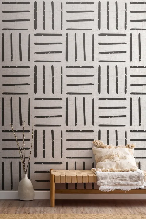 Black & White Tribal Lines Wallpaper Mural