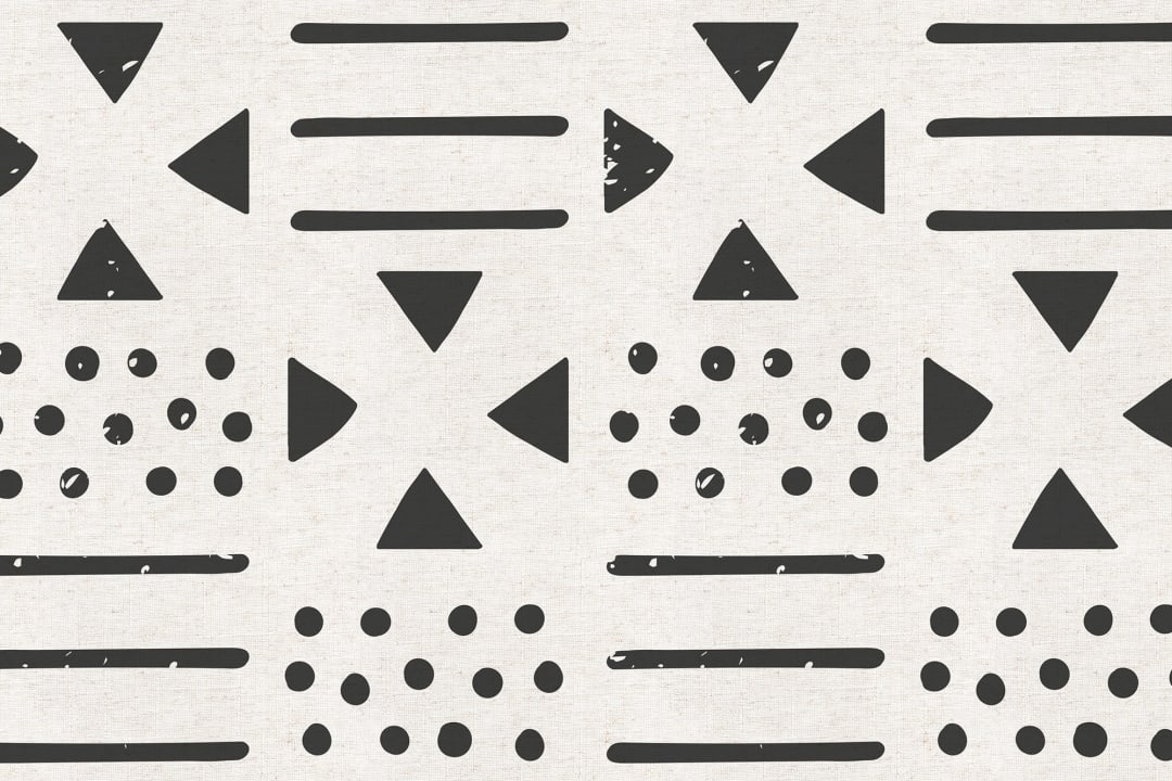 Black & Neutral Tribal Canvas Wallpaper Mural