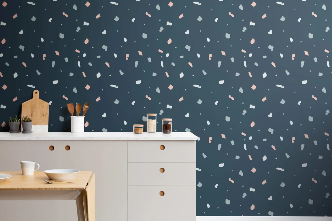 Dark Terrazzo Wallpaper Mural