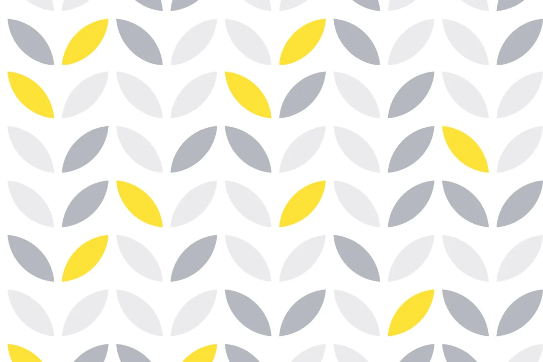 Yellow & Gray Abstract Flower Pattern Wallpaper Mural