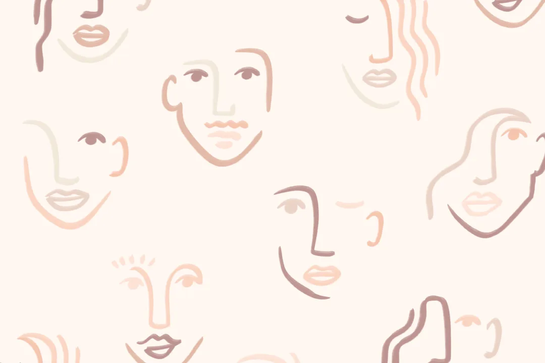 Abstract Faces Neutral Boho Repeat Pattern Wallpaper