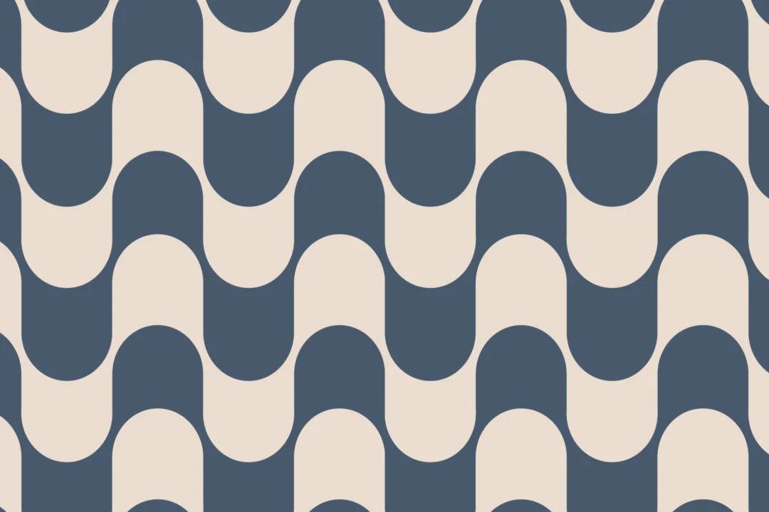 Blue Groovy Retro Repeat Pattern Wallpaper