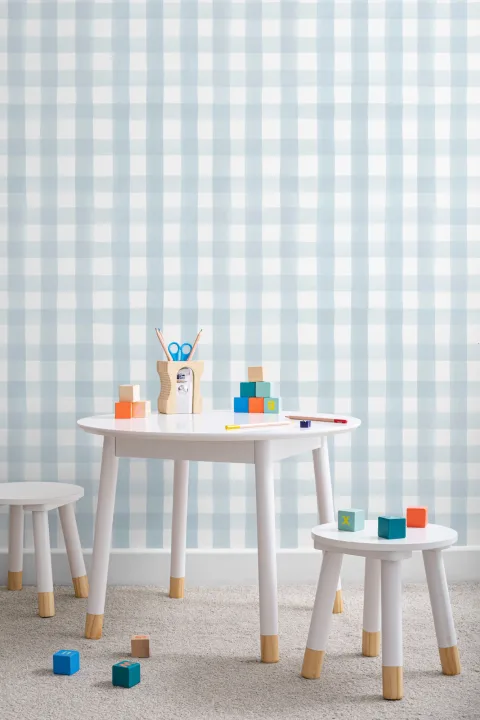 Blue Gingham Wallpaper