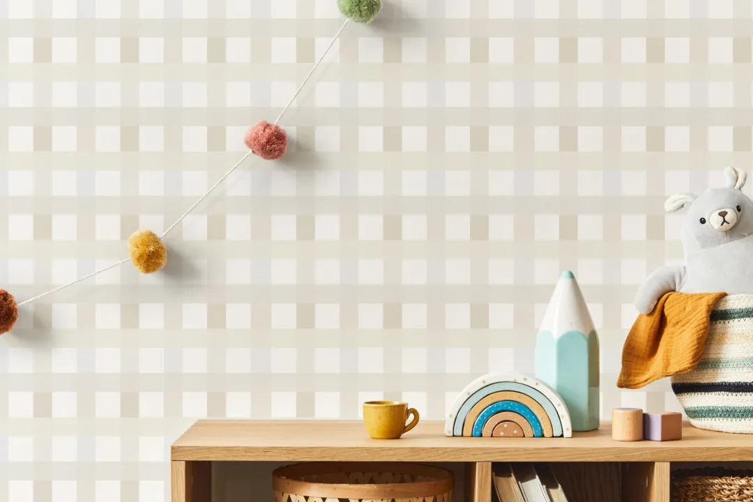 Light Neutral Gingham Wallpaper
