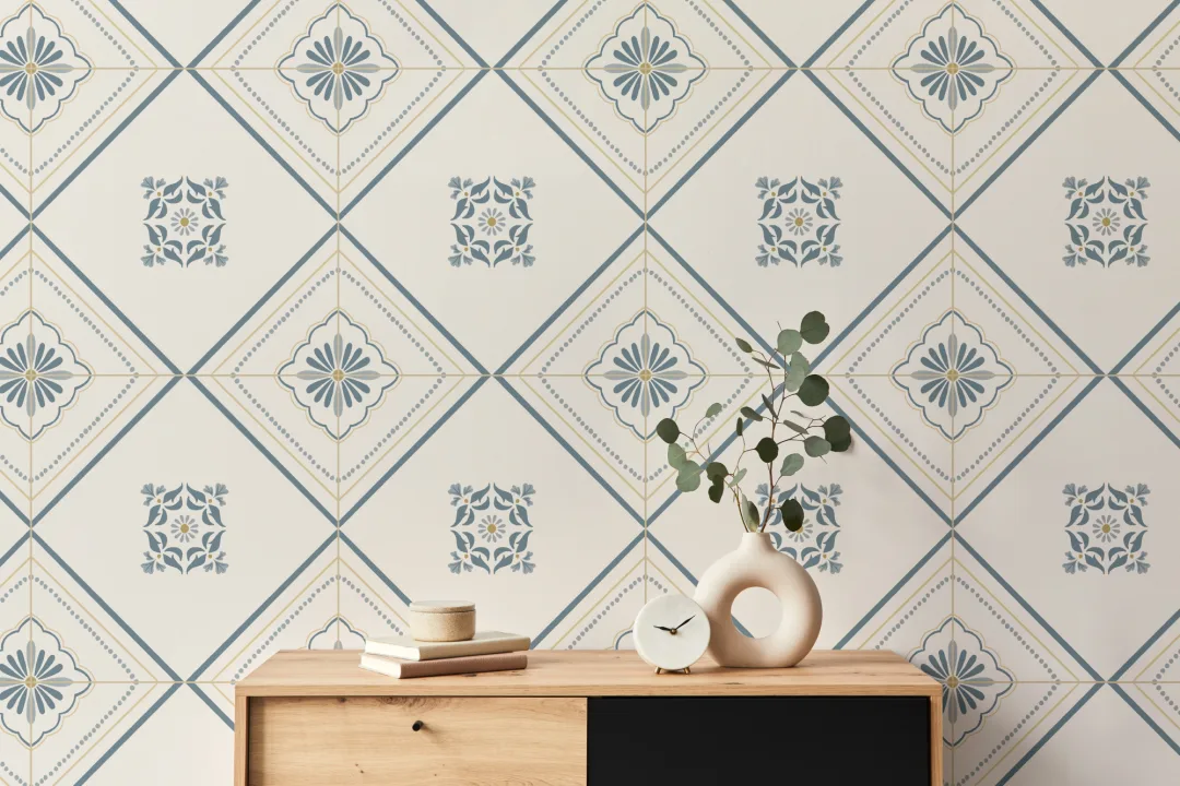 Blue Geometric Tile Classic Wall Mural
