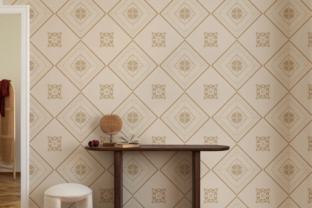 Papel Pintado Geométrico Beige Vintage Murales de Papel Pintado