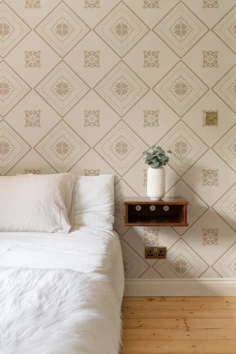 Beige Vintage Geometric Tile Tapetti Kuvatapetti