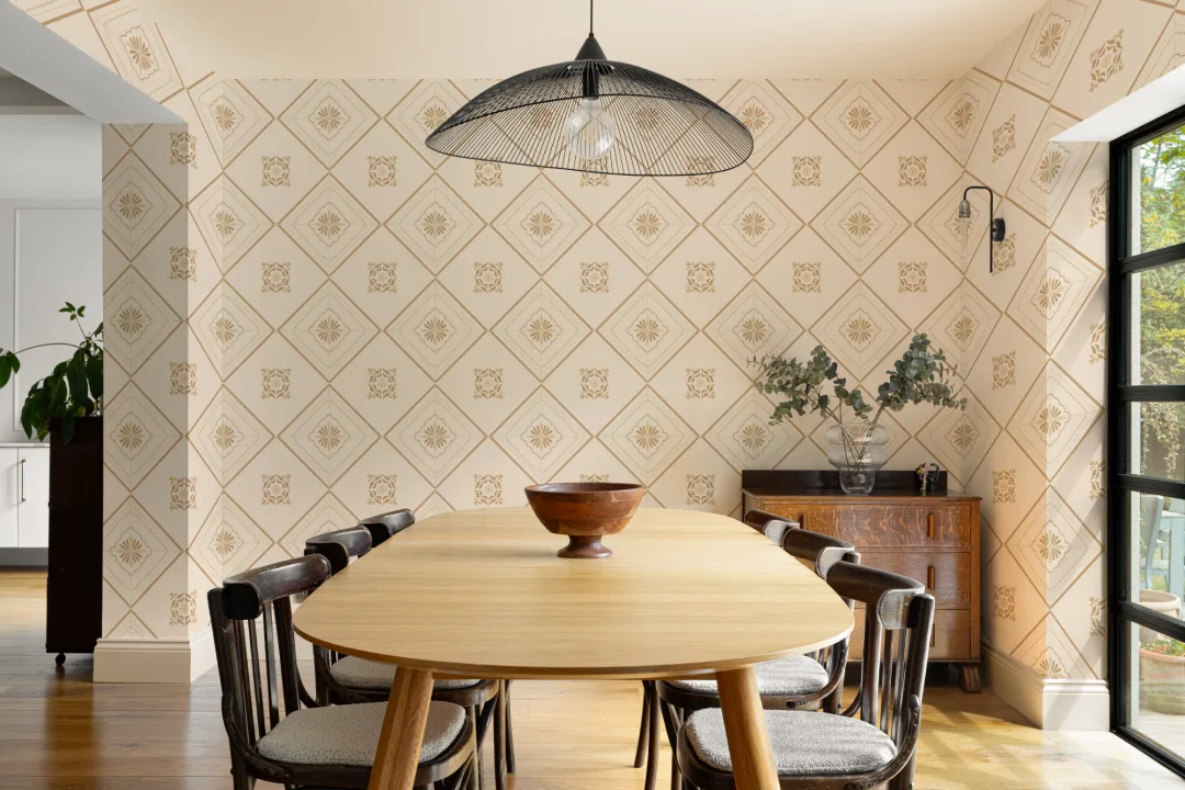 Beige Vintage Geometrisk Flis Fototapet
