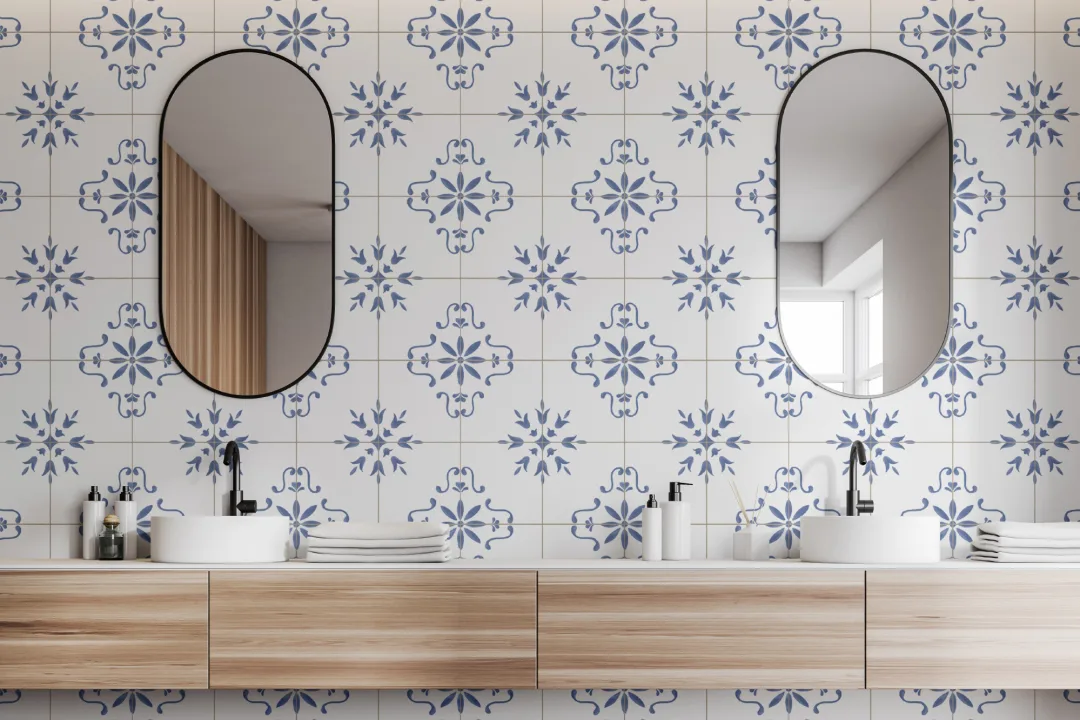 Blue Azulejo Pattern Decorative Tile Wall Mural