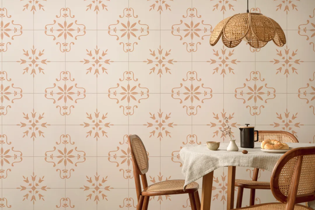 Rosa Azulejo-fliser med mønster på fototapet